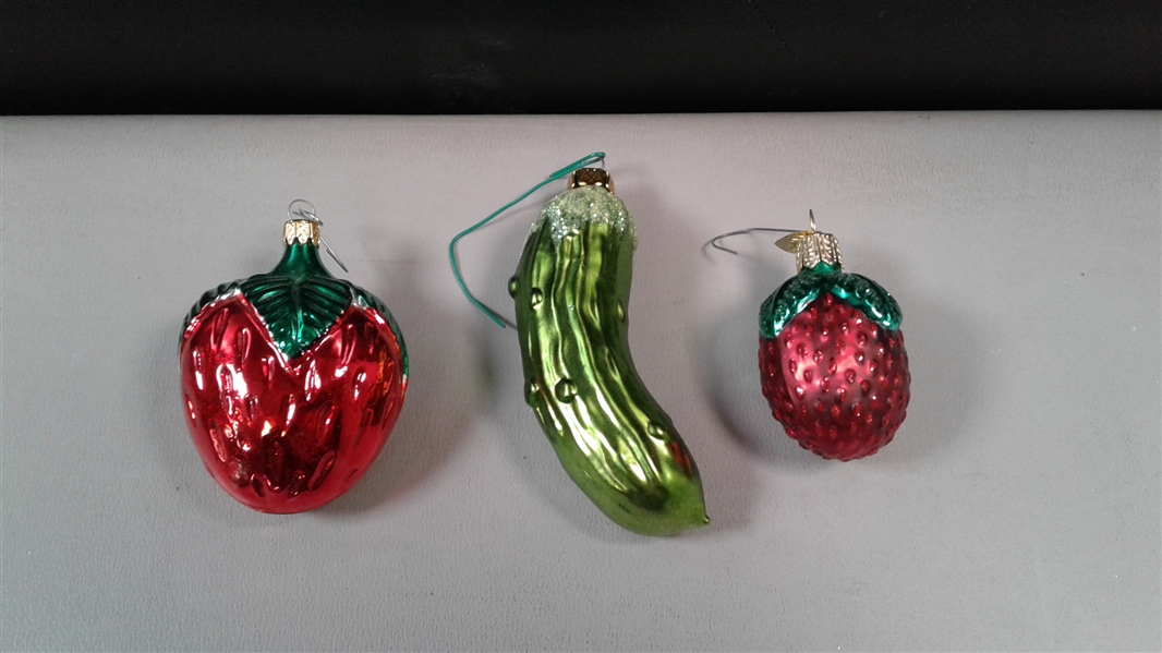 Glass Fruit and Vegetable Christmas Ornaments 