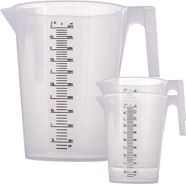  TCP Global 5 Liter (5000ml) Plastic Graduated Measuring and Mixing Pitcher (Pack of 3)