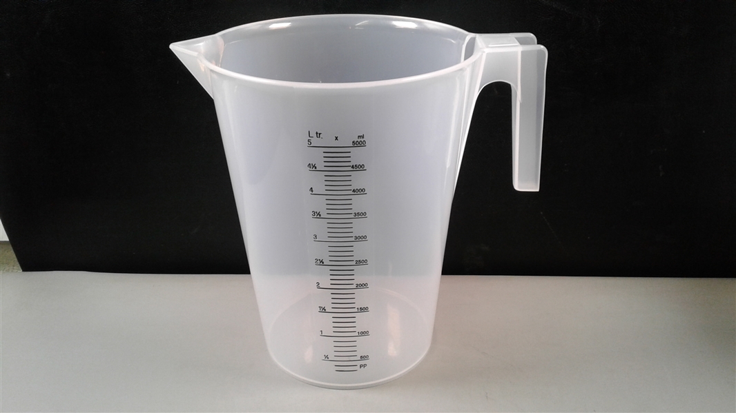  TCP Global 5 Liter (5000ml) Plastic Graduated Measuring and Mixing Pitcher (Pack of 3)