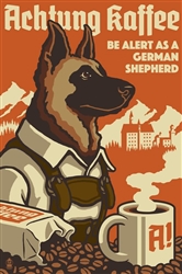  German Shepherd - Retro Wood Coffee Ad
