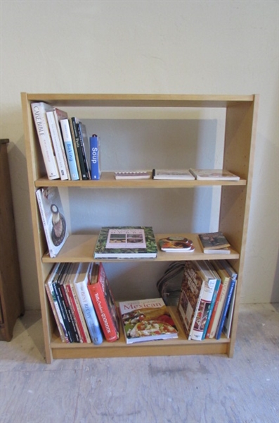 SMALL BOOKSHELF & COOKBOOK COLLECTION