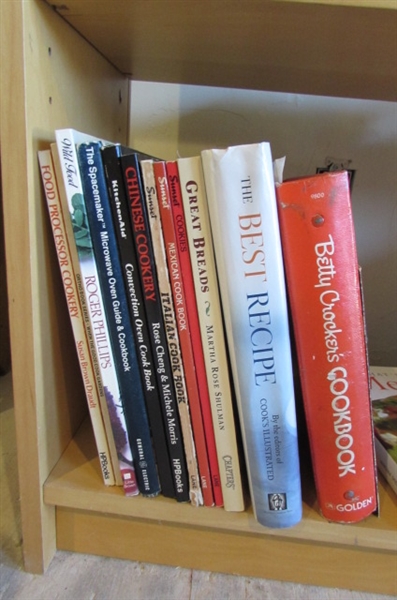 SMALL BOOKSHELF & COOKBOOK COLLECTION