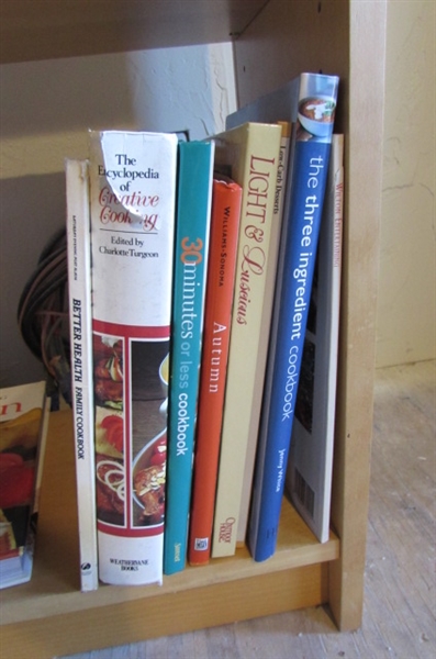 SMALL BOOKSHELF & COOKBOOK COLLECTION