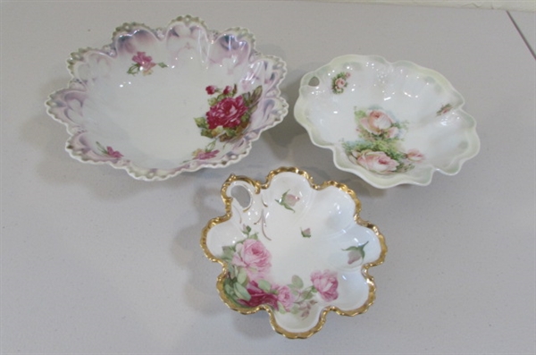 3 DECORATIVE VINTAGE BOWLS ONE UNMARKED 2 GERMANY