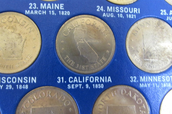 STATES OF THE UNION 50 STATE SOLID BRONZE COLLECTORS SET & VINTAGE STAMPS