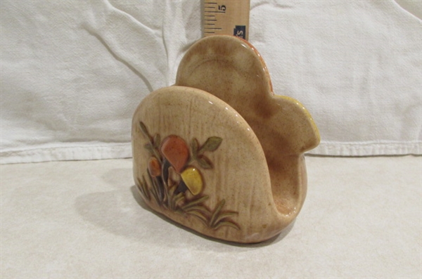 MUSHROOM CANISTER SET WITH NAPKIN HOLDER, AND SOAP DISPENSER, SALT & PEPPER AND TOOTHPICK HOLDER