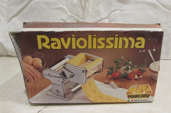 VARIOUS PASTA MAKING ACCESSORIES AND WOOD ROLLING PIN