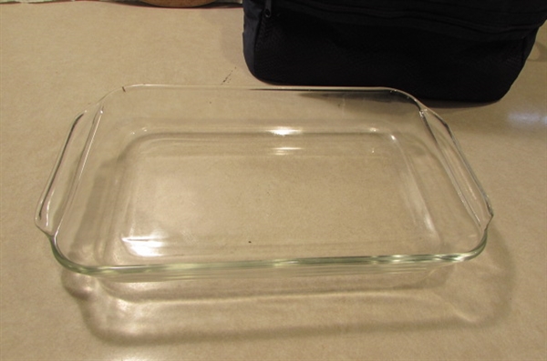 PYREX AND GLASBAKE LOAF PANS AND CAKE PAN