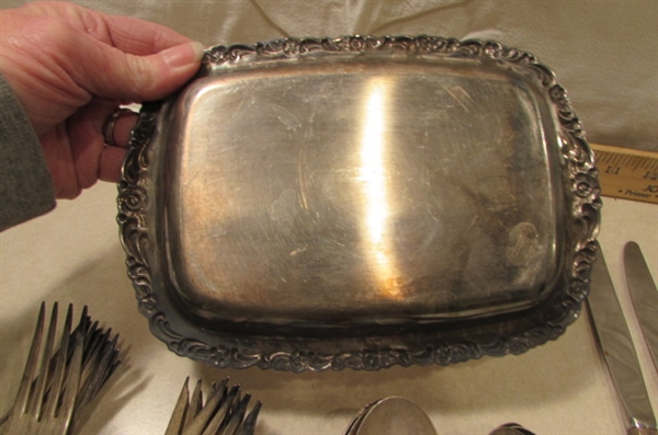 SILVERPLATE FLATWARE/UTENSILS/TRAYS & WINE GOBLETS