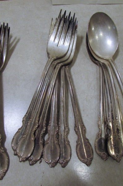 SILVERPLATE FLATWARE/UTENSILS/TRAYS & WINE GOBLETS