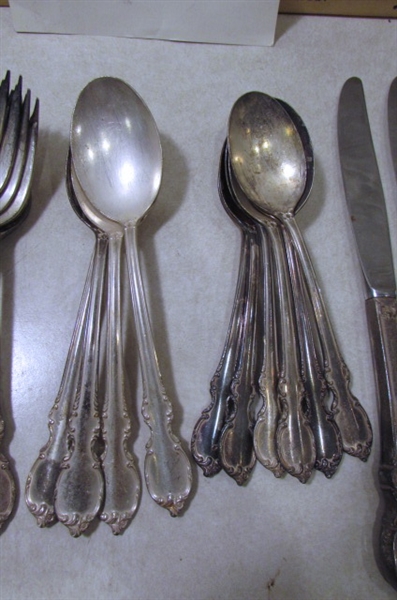 SILVERPLATE FLATWARE/UTENSILS/TRAYS & WINE GOBLETS