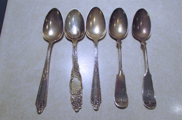 STERLING SILVER UTENSILS INCLUDING FORKS SPOONS KNIVES AND A SERVING SPATULA