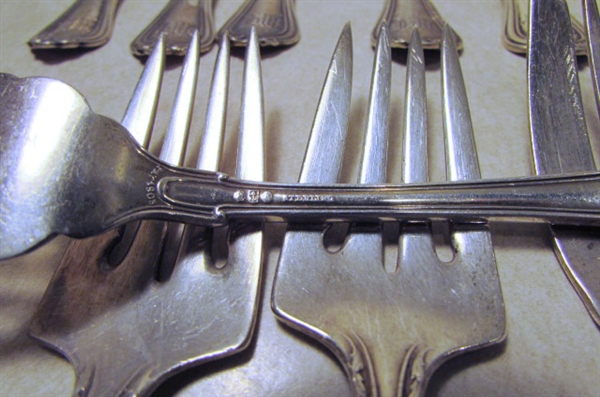 STERLING SILVER UTENSILS INCLUDING FORKS SPOONS KNIVES AND A SERVING SPATULA