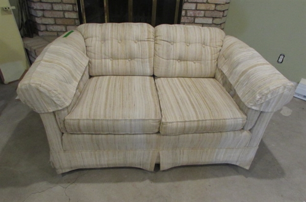 TAN FABRIC LOVESEAT