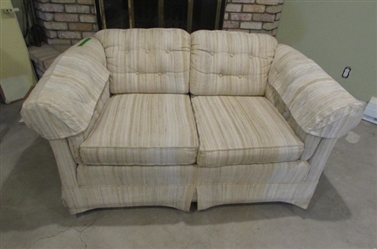 TAN FABRIC LOVESEAT