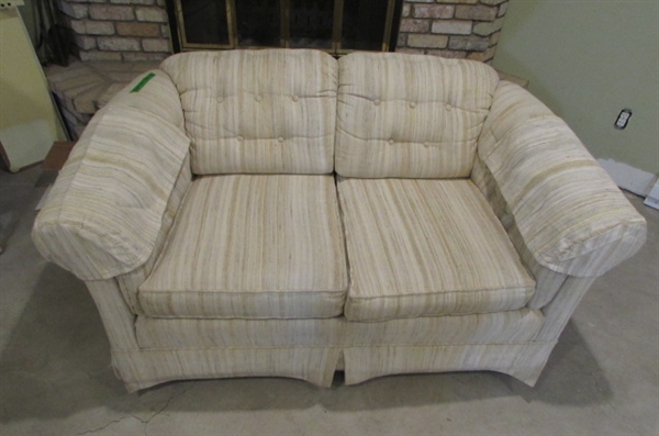 TAN FABRIC LOVESEAT