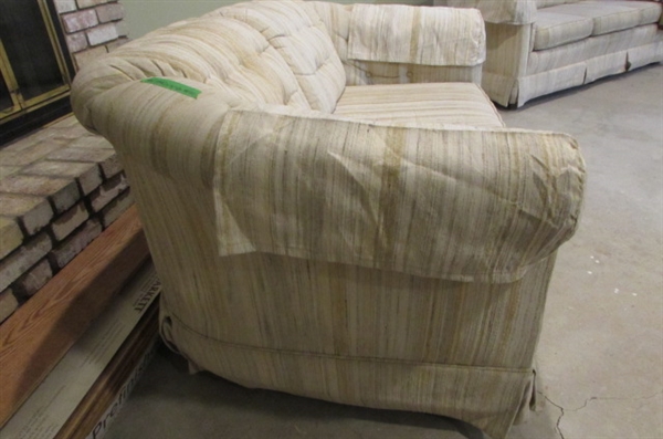 TAN FABRIC LOVESEAT