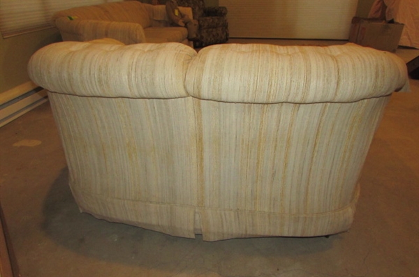 TAN FABRIC LOVESEAT