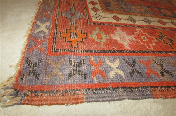 VINTAGE/ANTIQUE WOVEN WOOL THROW RUG