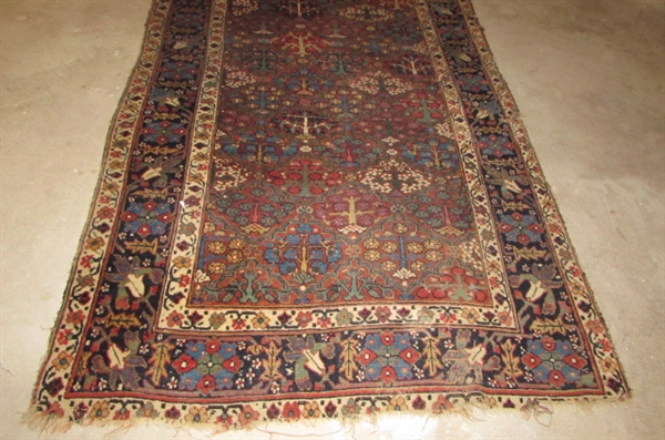 ANTIQUE PERSIAN WOOL RUG DATED PRIOR TO 1915 APPRAISAL FROM 1981