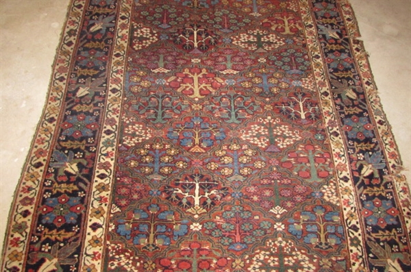 ANTIQUE PERSIAN WOOL RUG DATED PRIOR TO 1915 APPRAISAL FROM 1981