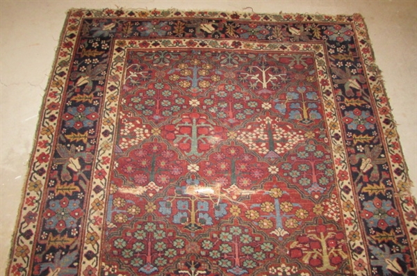 ANTIQUE PERSIAN WOOL RUG DATED PRIOR TO 1915 APPRAISAL FROM 1981