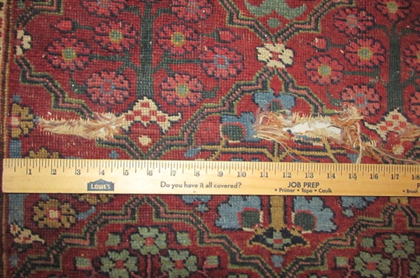 ANTIQUE PERSIAN WOOL RUG DATED PRIOR TO 1915 APPRAISAL FROM 1981