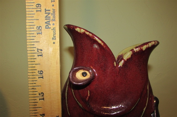 CERAMIC VASE AND DISH WITH CAST IRON FISH LOT