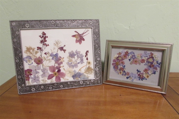 SILVER TONE FRAME SET OF PRESSED FLOWER ART BY JAN SOUSA