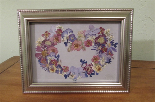 SILVER TONE FRAME SET OF PRESSED FLOWER ART BY JAN SOUSA