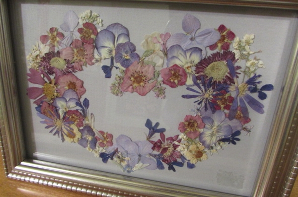 SILVER TONE FRAME SET OF PRESSED FLOWER ART BY JAN SOUSA