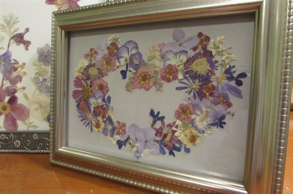 SILVER TONE FRAME SET OF PRESSED FLOWER ART BY JAN SOUSA