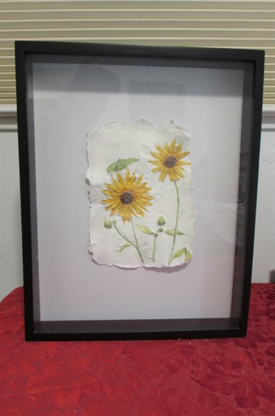 HAND PAINTED SUNFLOWER ART ON HANDMADE PAPER