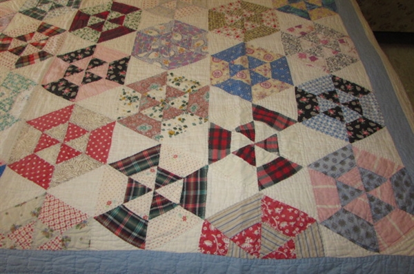 BEAUTIFUL HANDMADE ANTIQUE OCTAGON PATTERN QUILT