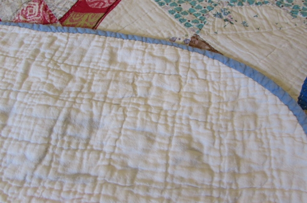 BEAUTIFUL HANDMADE ANTIQUE OCTAGON PATTERN QUILT