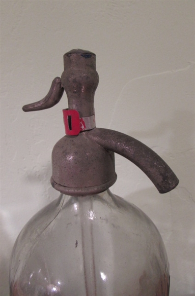 LARGER OLD BOTTLES INCLUDING A SHASTA WATER BOTTLE WITH PUMP