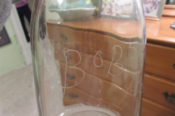 LARGER OLD BOTTLES INCLUDING A SHASTA WATER BOTTLE WITH PUMP