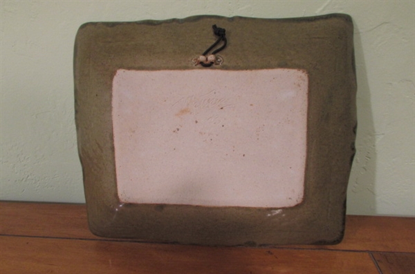 NICE GLAZED WALL TRAY AND BLUE VASE