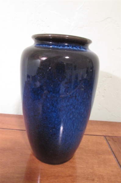 NICE GLAZED WALL TRAY AND BLUE VASE