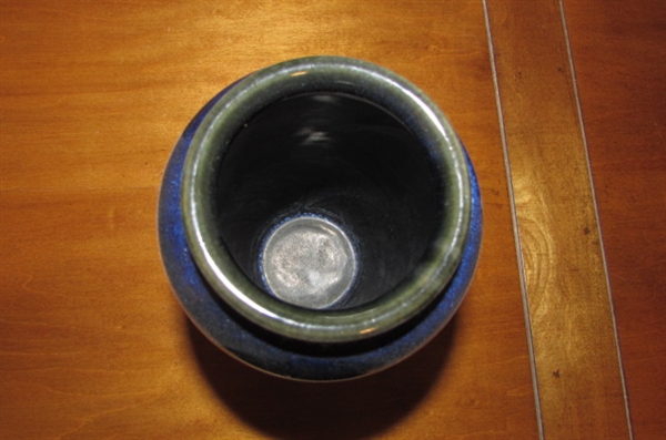 NICE GLAZED WALL TRAY AND BLUE VASE