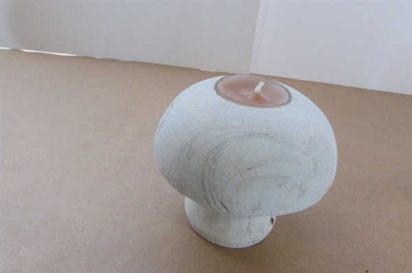 A VARIETY OF PORCELAIN, CEMENT, MARBLE MUSHROOMS