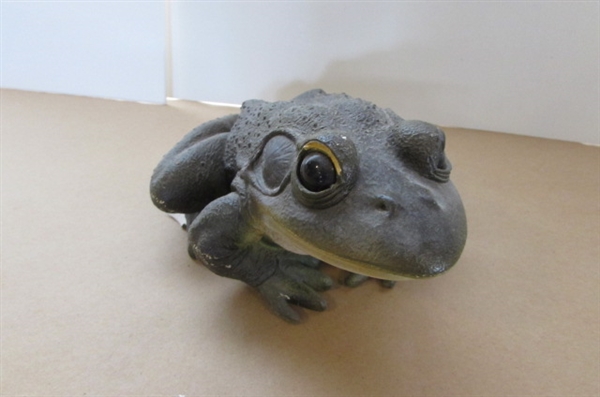 TINY FROG TRINKET BOXES. A VASE, CANDLE, AND GARDEN FROGS