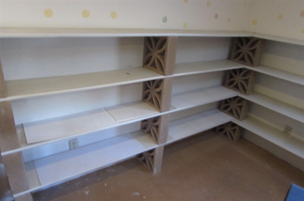 L SHAPED CORNER BRICK SHELVING