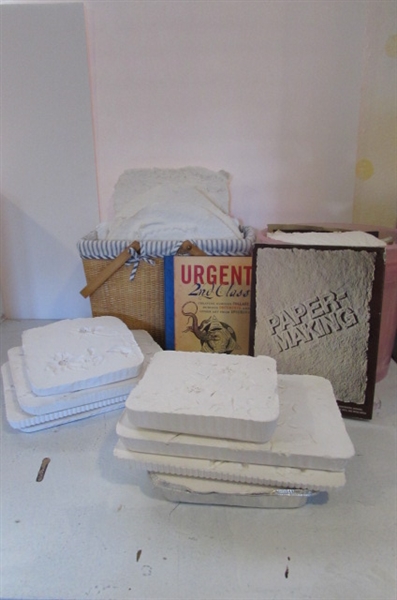 HANDMADE PAPER SHEETS AND FLOWER MOLDS.