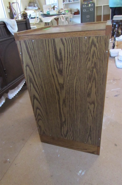 2 DRAWER OAK FILE CABINET WITH KEYS