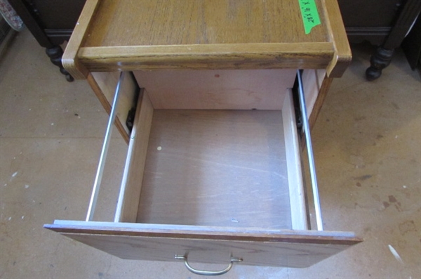 2 DRAWER OAK FILE CABINET WITH KEYS