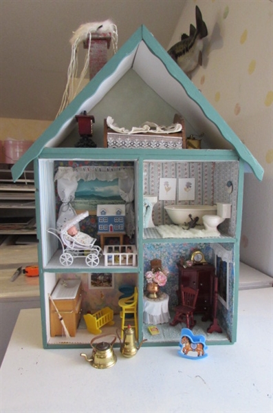 ADORABLE HANDMADE DOLL HOUSE WITH FURNITURE