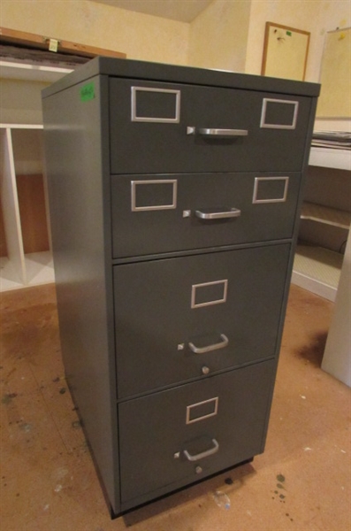 GREY METAL 4 DRAWER FILING CABINET