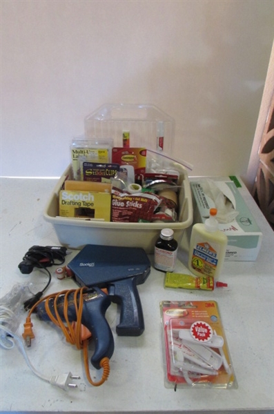 GLUE GUN, TAPE AND COMAND STICKER LOT