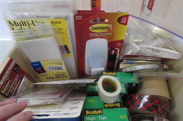 GLUE GUN, TAPE AND COMAND STICKER LOT